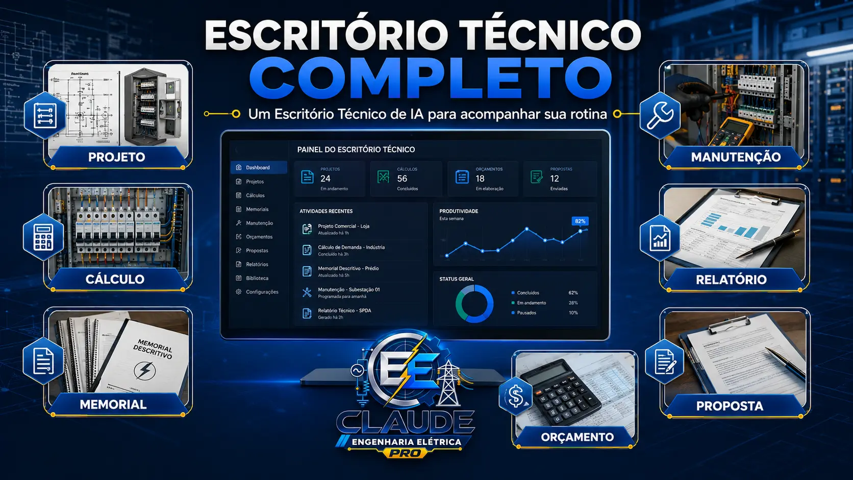 Escritório Técnico Completo — projeto, cálculo, memorial, manutenção, relatório, orçamento e proposta