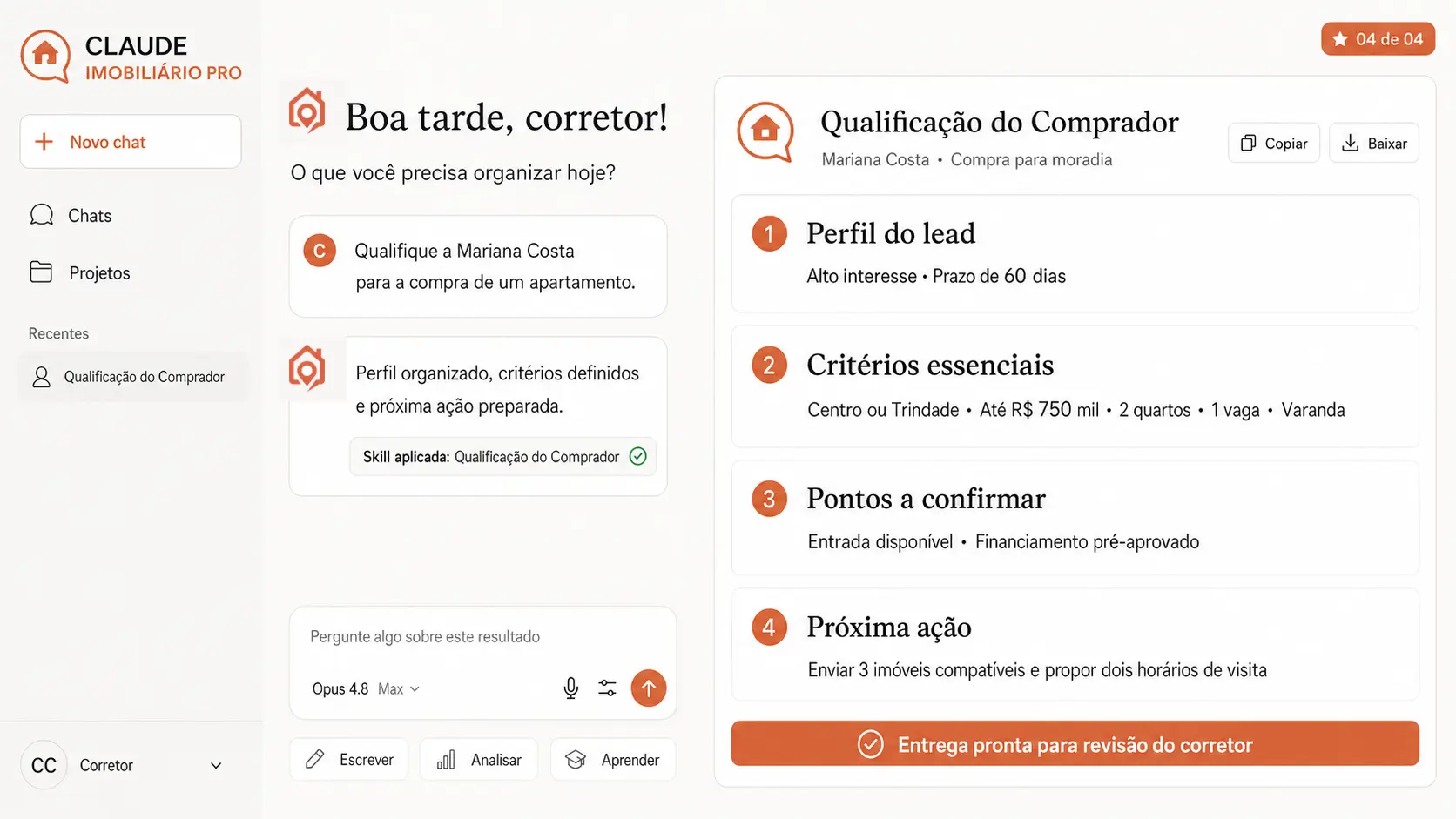 Abordagem imobiliária estruturada, pronta para revisão
